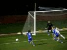 Yvonne Latour free kick close to connecting