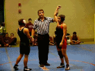 Kahuku's Kalae Johnson pins Farrington wrestler- OIA East Wrestling Dual Meet