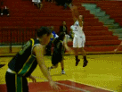 Kahuku's #21 Jessica Falemalu hits a 3pt shot vs Kaimuki 